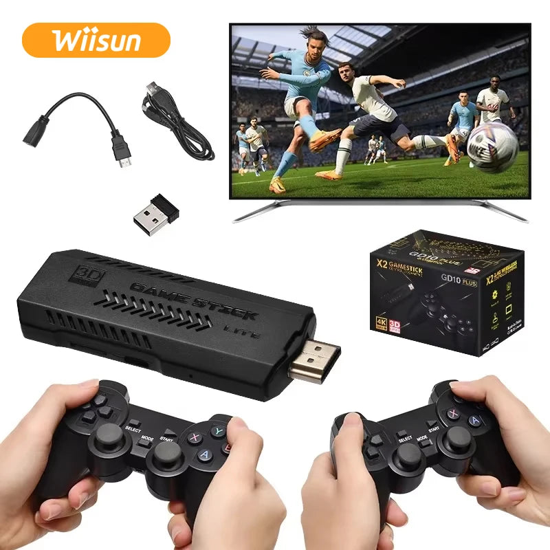 X2 GD10 Plus 4K Game Stick 3D HD30000+  Retro Games Video Game Consoles Wireless Controller 40+ Emulator for PS1/N64 Wiisun