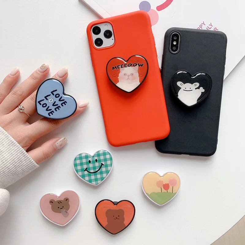 Top Selling Color Heart Shaped Epoxy Phone Holder Phone Ring Grip Love Heart Mobile Phone Socket Custom With Logo
