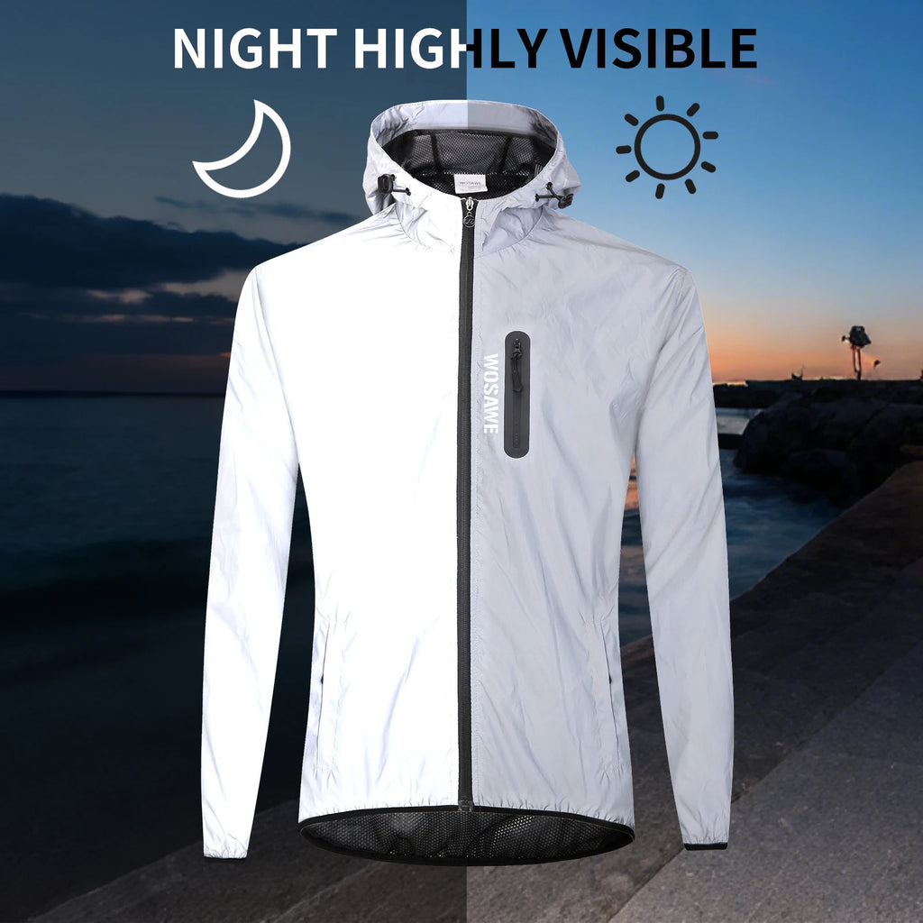 WOSAWE Men High Visibility Jacket Motorcycle Riding Reflective Jacket Windproof Cycling Jacket Windbreaker Vest