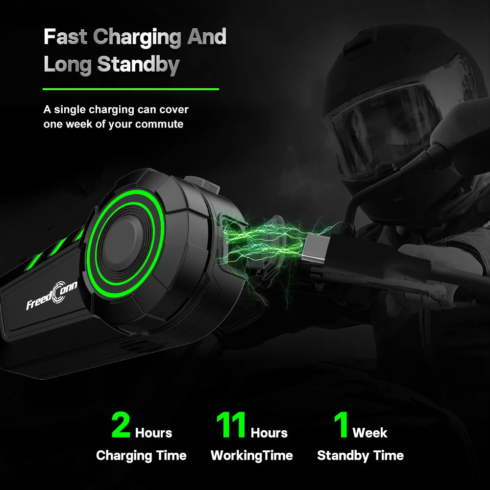 FreedConn KY Motorcycle Riding ABS Plastic Voice Control Wireless Bluetooth Helmet Headset Glove-Friendly Oversized Knob