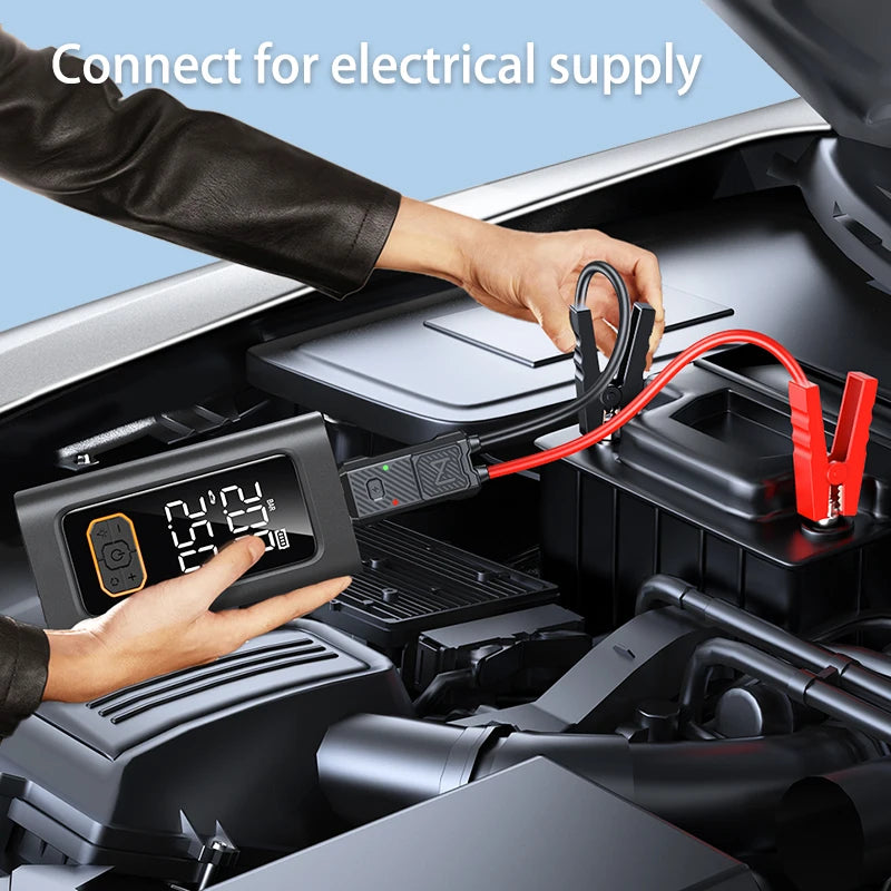 Portable Car Jump Starter with Air Compressor 150PSI Tire Inflator Digital Display Emergency Power Bank Booster