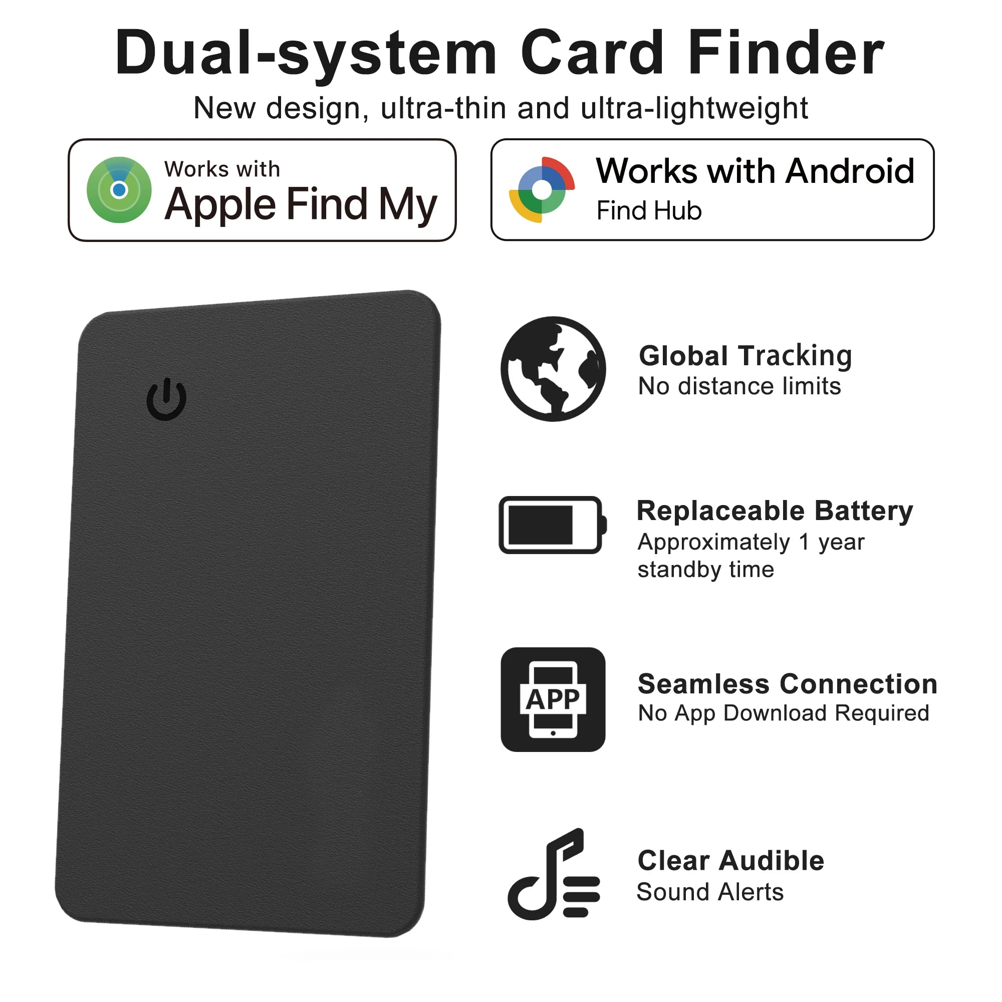 Slim Smart Charge IOS Android Google Wallet Finder Air Tag Find My Device Anti Lost GPS Global Tracker Card Locator for iPhone