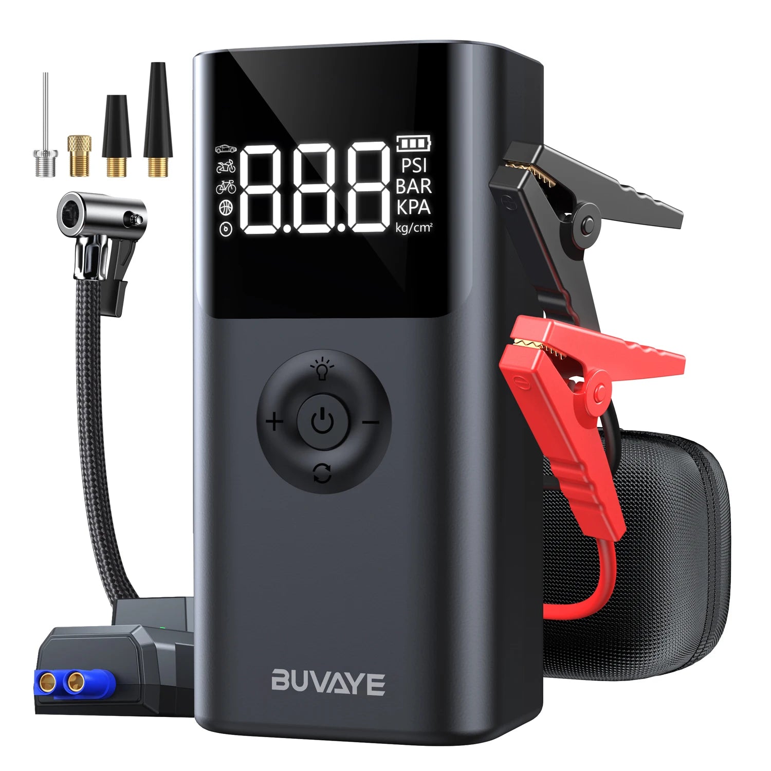 Portable 4 in 1 Jump Starter with Air Compressor Car Battery Booster 150PSI Tire Inflator with Light