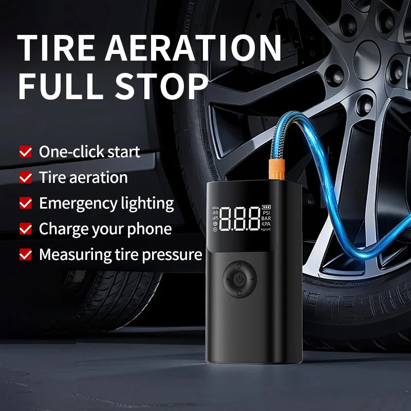 Multifunctional Jump Starter Air Compressor Combo 10000mAh Battery Booster 150PSI Portable Tire Inflator with Power Bank