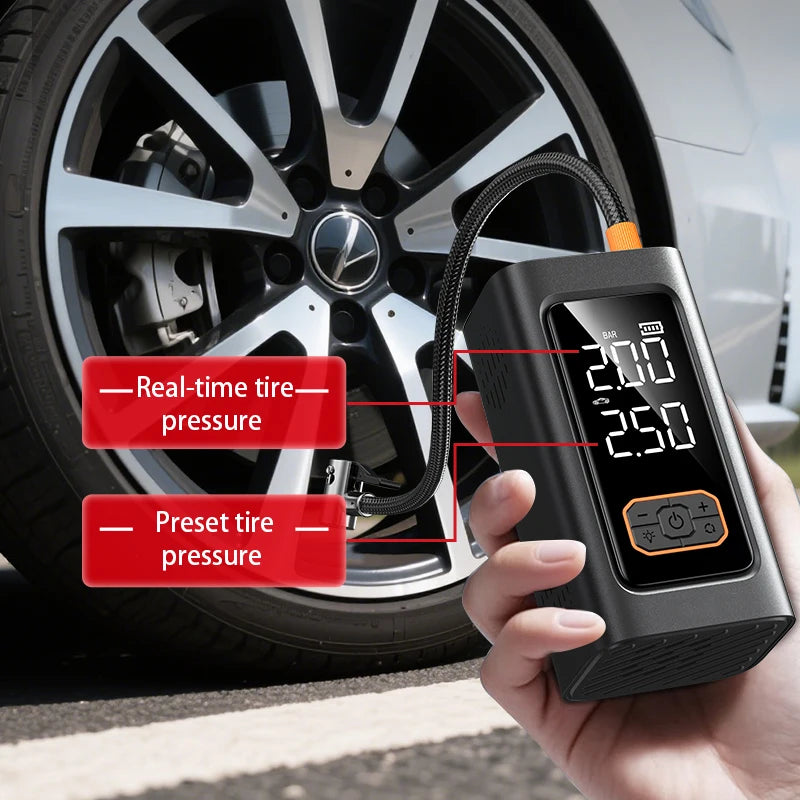 Portable Car Jump Starter with Air Compressor 150PSI Tire Inflator Digital Display Emergency Power Bank Booster