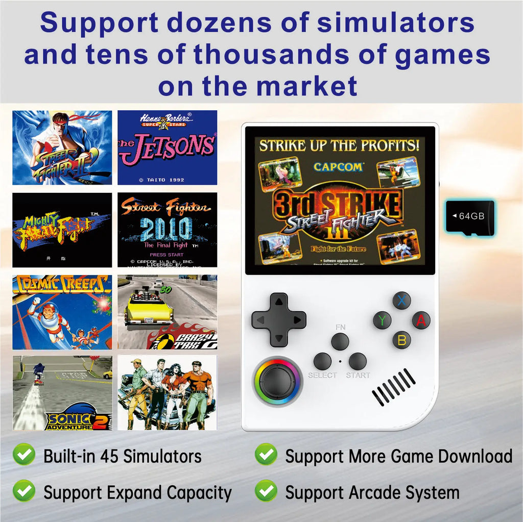 XGB36 Handheld Game Console 3.5inch IPS 3D Simulator Joystick Linux System 28 Emulators Supports PSP/PS1/SFC/GBA Games for Men