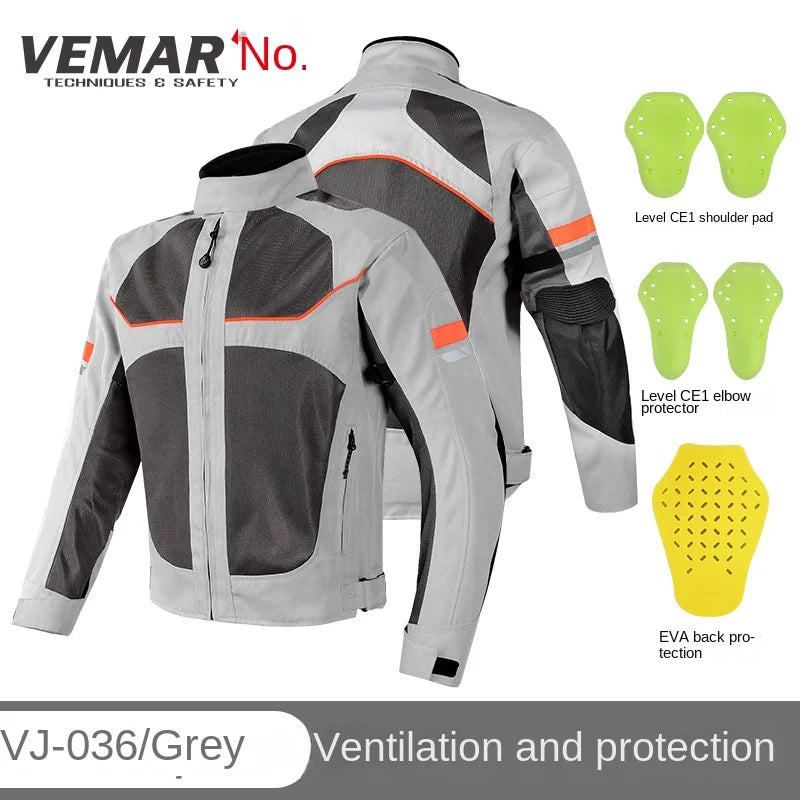 Motorcycle Riding Suit Summer Anti-fall Top Men Women Reflective Mesh Breathable Bike Four Seasons Jacket Racing Polyester