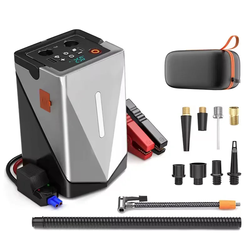 2024 Six in 1 Car Motor Bike Ball Tire Inflator Portable Air Compressor Car Jumper With Automatic Tire Inflators