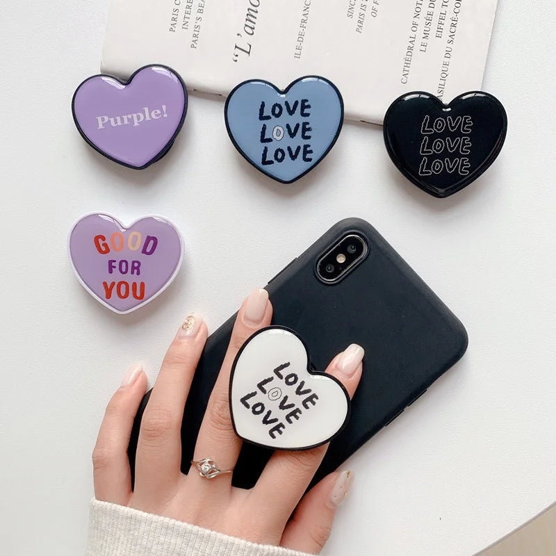 Top Selling Color Heart Shaped Epoxy Phone Holder Phone Ring Grip Love Heart Mobile Phone Socket Custom With Logo