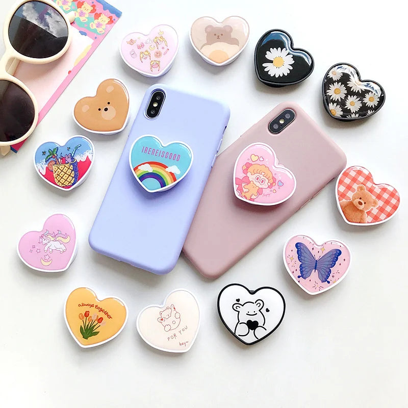 Top Selling Color Heart Shaped Epoxy Phone Holder Phone Ring Grip Love Heart Mobile Phone Socket Custom With Logo