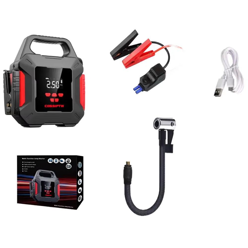 Car Jump Starter with Air Compressor 1800A 39800mAh Car Battery Jumper Starter Portable Jump Box Fast Charger with Jumper Cables