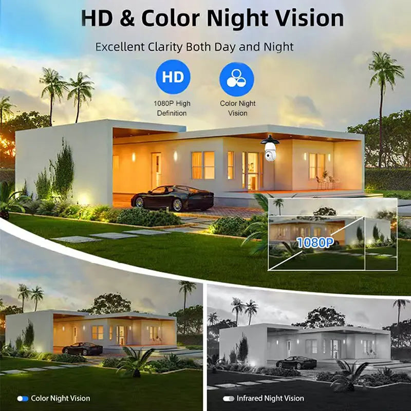 Waterproof 360 Panoramic Wifi HD Night Vision IP Mini Surveillance Home Security Wireless Light Bulb PTZ Network Cctv Camera