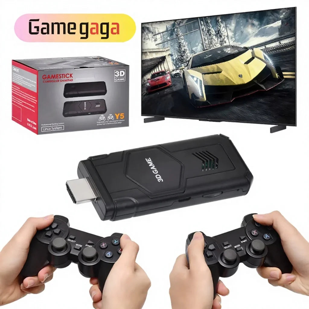 Hot Y5 Game Stick 4K 64GB 45000 Games 3D Large-Scale Retro Gaming TV Game Console Wireless 2.4GHz 40+ Emulators Wireless