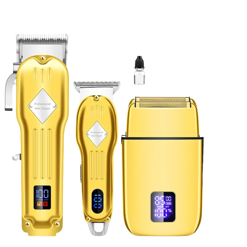 973 Professional Electric Hair for Clipper Set 3-in-1 Barber Trimmers LCD Display Metal Electric Shaver 4 Colors USB for Hotels