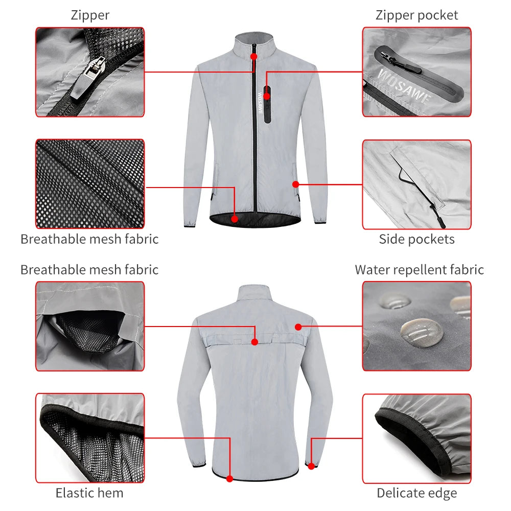 WOSAWE Anti-fall Adventure Racing Suit Motorcycle Riding Jacket for Men Reflective Cycling Jacket Windproof Waterproof