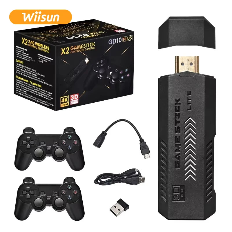 X2 GD10 Plus 4K Game Stick 3D HD30000+  Retro Games Video Game Consoles Wireless Controller 40+ Emulator for PS1/N64 Wiisun