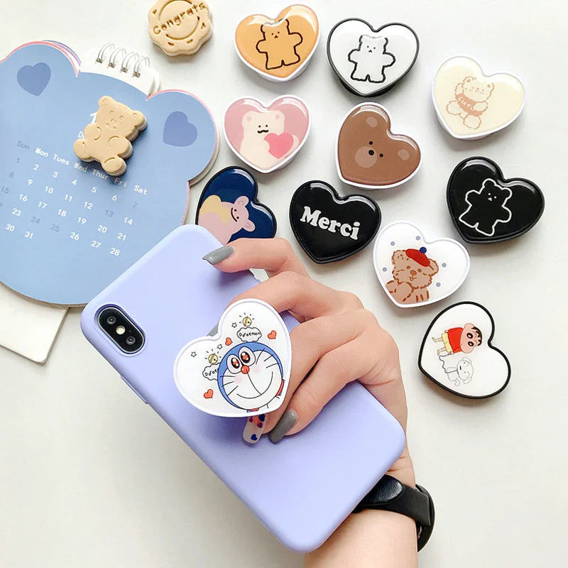Top Selling Color Heart Shaped Epoxy Phone Holder Phone Ring Grip Love Heart Mobile Phone Socket Custom With Logo