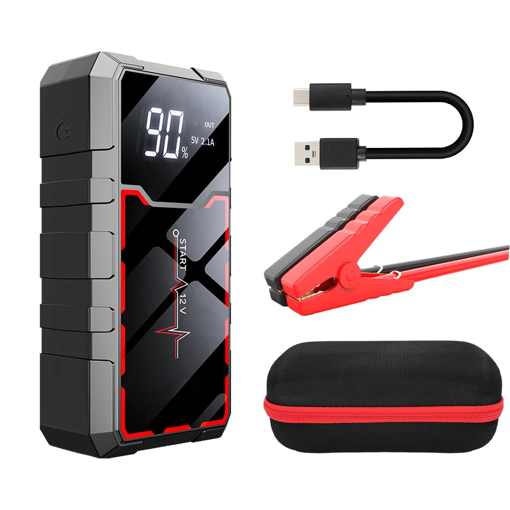 12V Car Jump Starter Emergency Tool Kit Car Booster with Big Capacity Lithium Battery Power Bank Car Jumper Gasoline EV