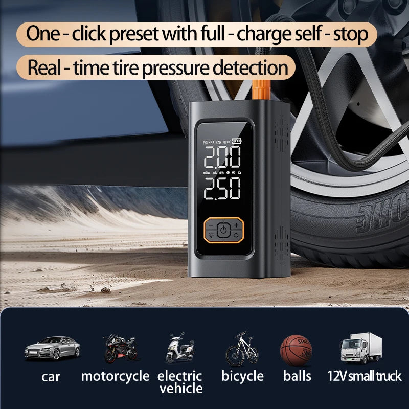 Portable Car Jump Starter with Air Compressor 150PSI Tire Inflator Digital Display Emergency Power Bank Booster