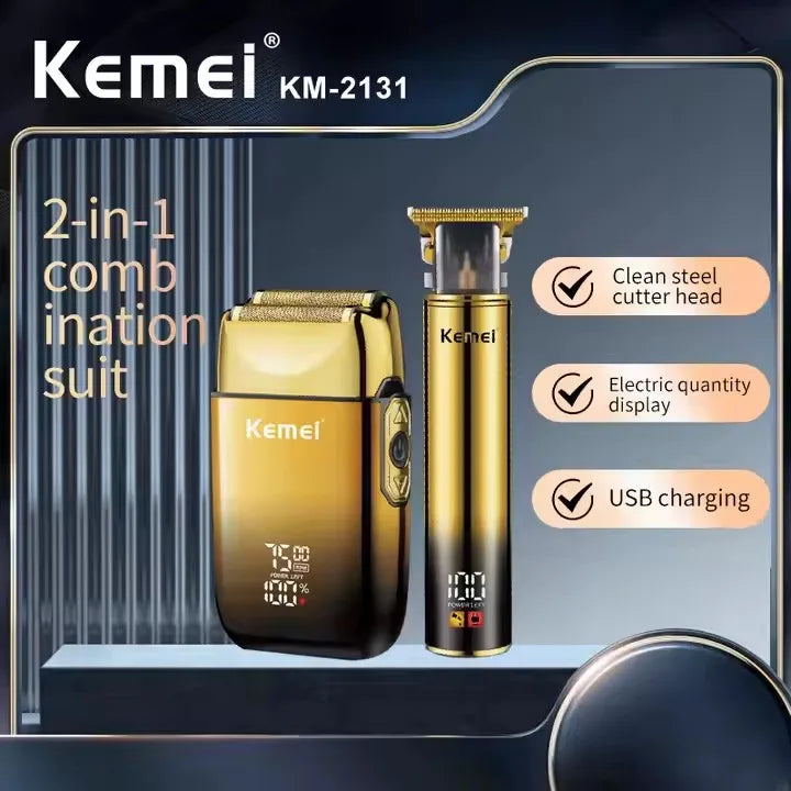 Kemei KM-2131Men's Foil Shaver 2 in 1 Electric Razor Barber Haircut Kit Beard Electric ShaverMachine Hair Trimmers Clipper Set