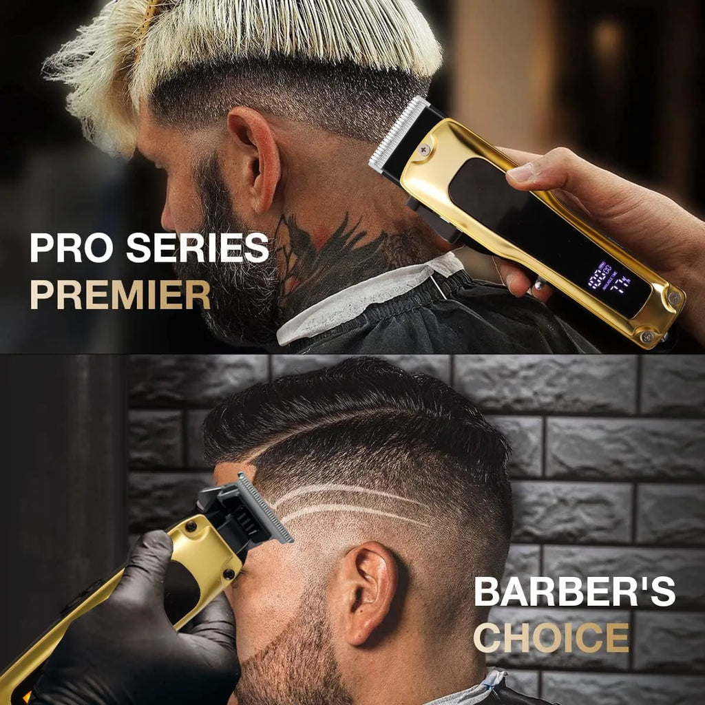 Super Luxury Men's Professional Hair Clippers Set 3-Piece Cordless Electric Shaver LED Display Lights Zero-Spacing Hair Trimmer