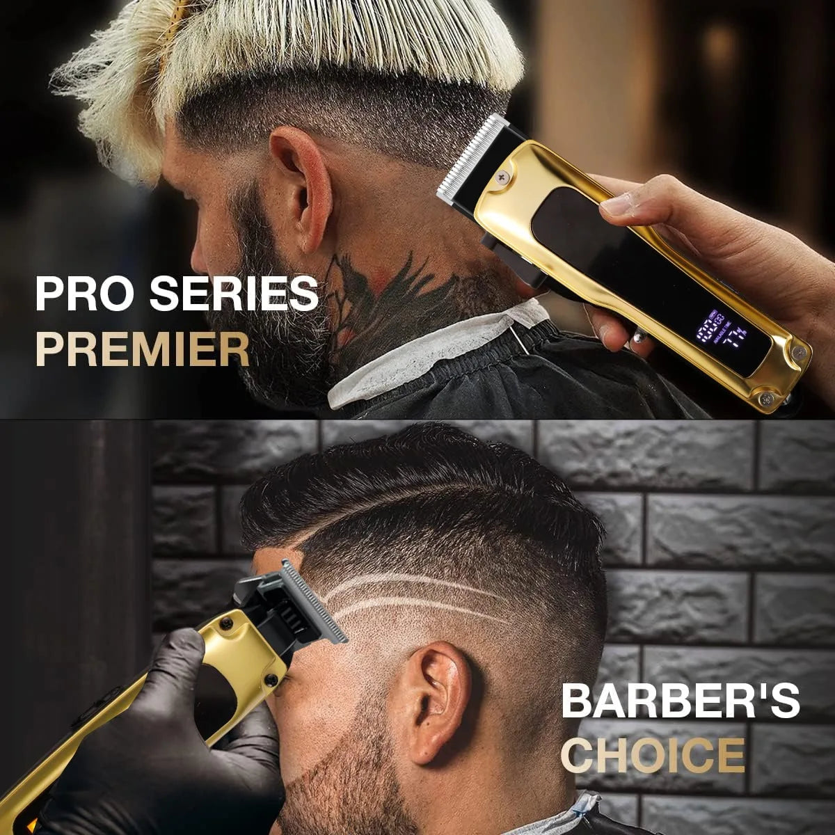 Super Luxury Men's Professional Hair Clippers Set 3-Piece Cordless Electric Shaver LED Display Lights Zero-Spacing Hair Trimmer