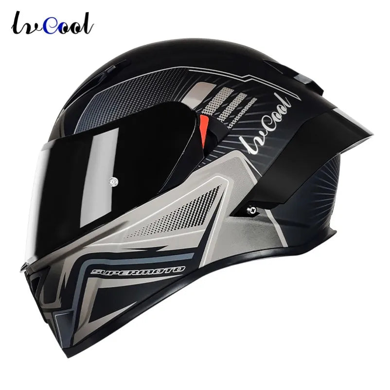 LVCOOL Brand New Vintage Helmets Great Price Motorcycle Electric Vehicle Dual Visor ABS+EPS Full Face Safety Quick Release DOT