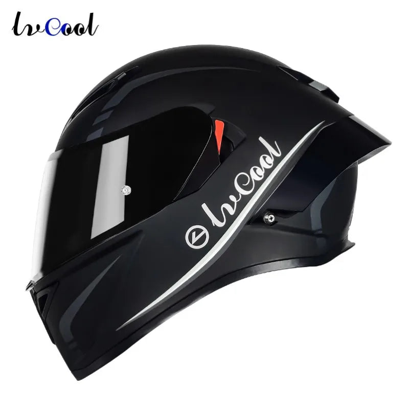 LVCOOL Brand New Vintage Helmets Great Price Motorcycle Electric Vehicle Dual Visor ABS+EPS Full Face Safety Quick Release DOT