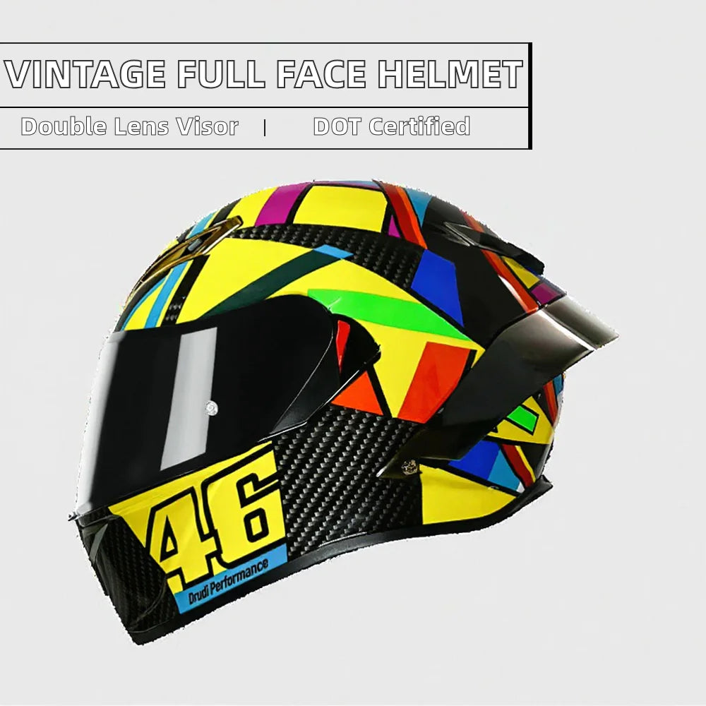 LVCOOL Brand New Vintage Helmets Great Price Motorcycle Electric Vehicle Dual Visor ABS+EPS Full Face Safety Quick Release DOT