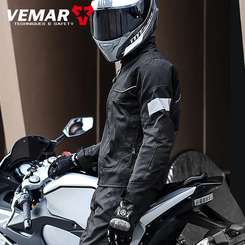 Motorcycle Riding Suit Summer Anti-fall Top Men Women Reflective Mesh Breathable Bike Four Seasons Jacket Racing Polyester