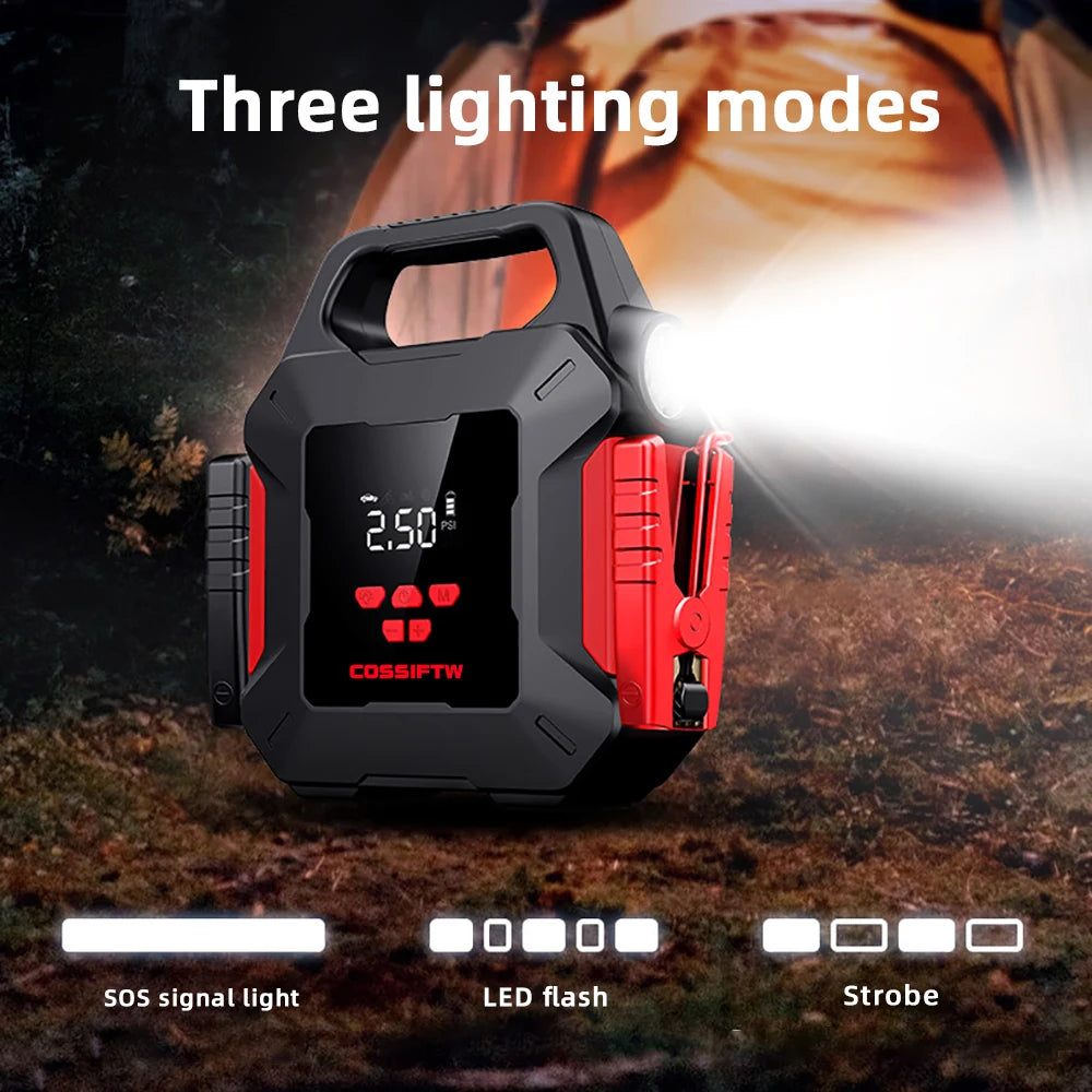 Car Jump Starter with Air Compressor 1800A 39800mAh Car Battery Jumper Starter Portable Jump Box Fast Charger with Jumper Cables