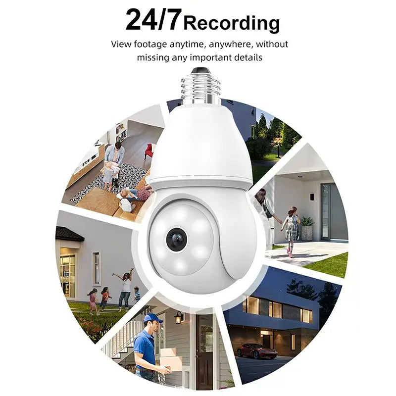 Waterproof 360 Panoramic Wifi HD Night Vision IP Mini Surveillance Home Security Wireless Light Bulb PTZ Network Cctv Camera