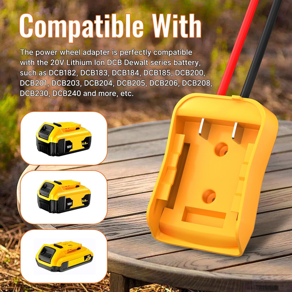 Battery Converter 20V Power-Wheel Battery Adapter with 6FT Jumper Cable 100A Alligator Clips Car Battery Charger Jump Starter