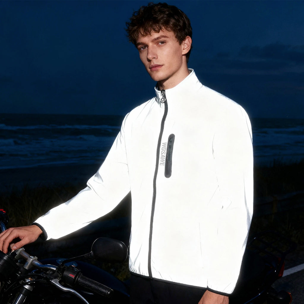 WOSAWE Men High Visibility Jacket Motorcycle Riding Reflective Jacket Windproof Cycling Jacket Windbreaker Vest