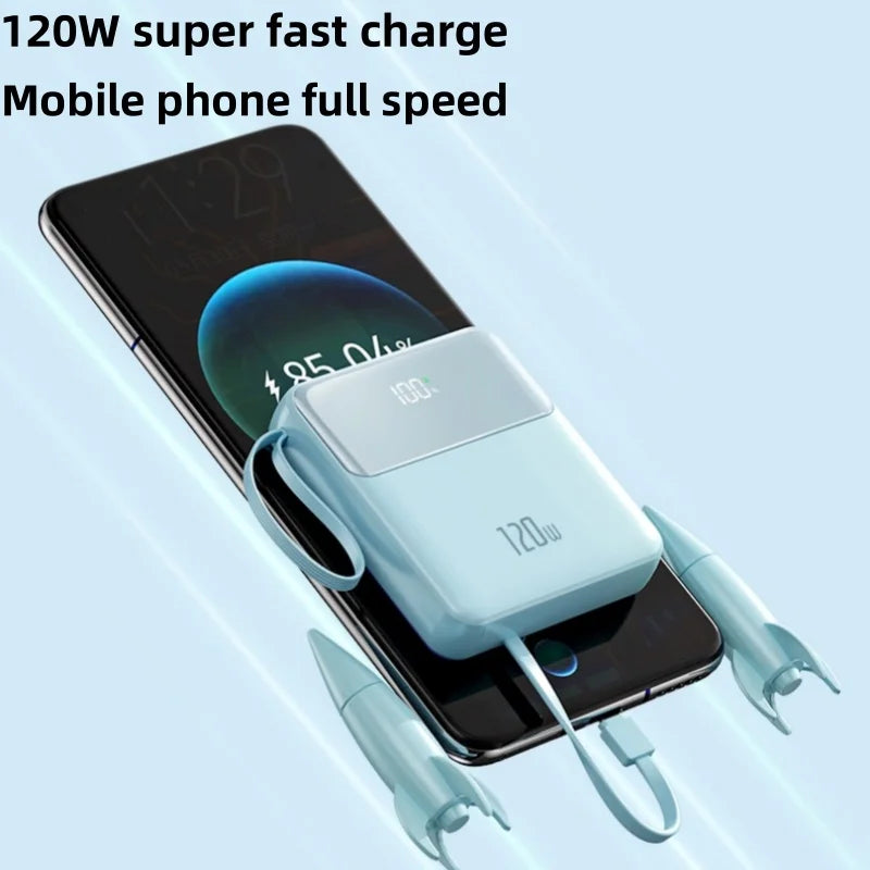 The Mini Portable Super Fast Charge 20000mAh Comes with a 4-wire Double USB + PD Mobile Charging Power Bank