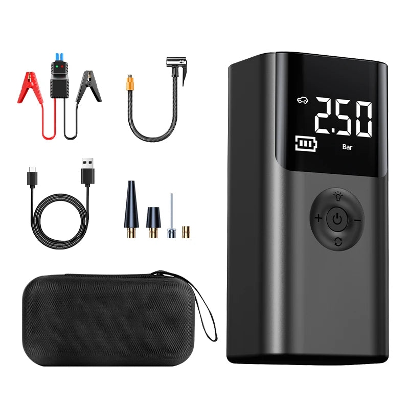 Multifunctional Jump Starter Air Compressor Combo 10000mAh Battery Booster 150PSI Portable Tire Inflator with Power Bank