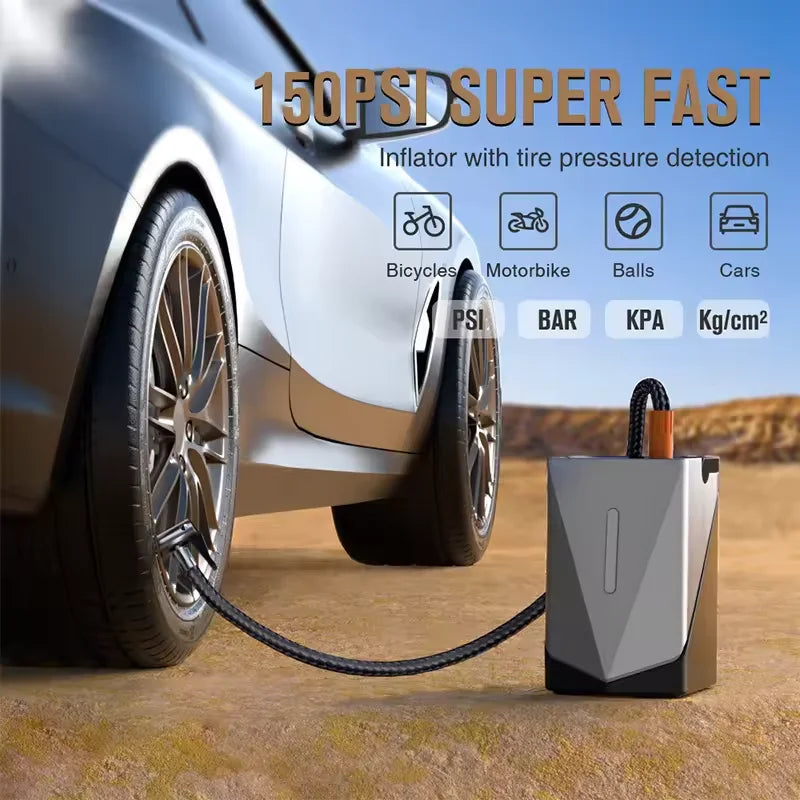 2024 Six in 1 Car Motor Bike Ball Tire Inflator Portable Air Compressor Car Jumper With Automatic Tire Inflators