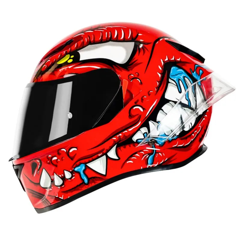 LVCOOL Brand New Vintage Helmets Great Price Motorcycle Electric Vehicle Dual Visor ABS+EPS Full Face Safety Quick Release DOT
