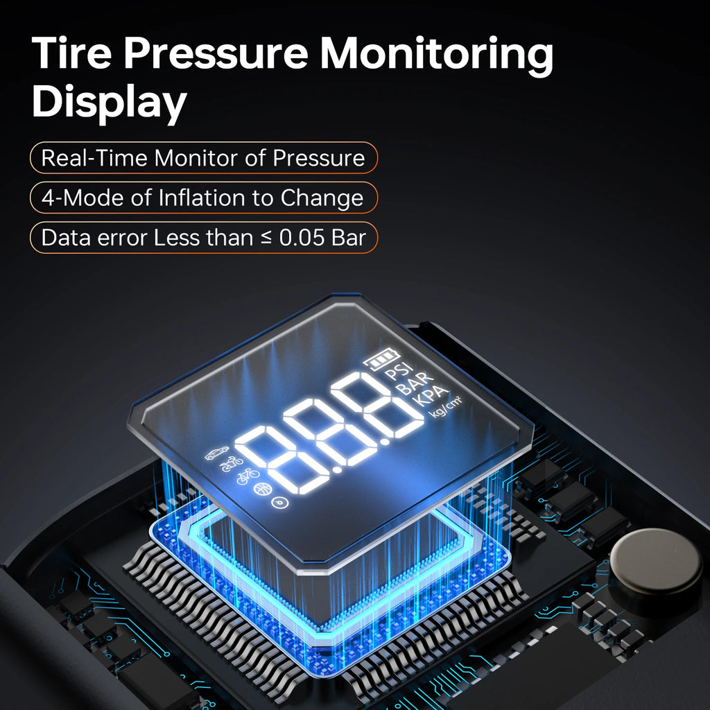 Portable 4 in 1 Jump Starter with Air Compressor Car Battery Booster 150PSI Tire Inflator with Light