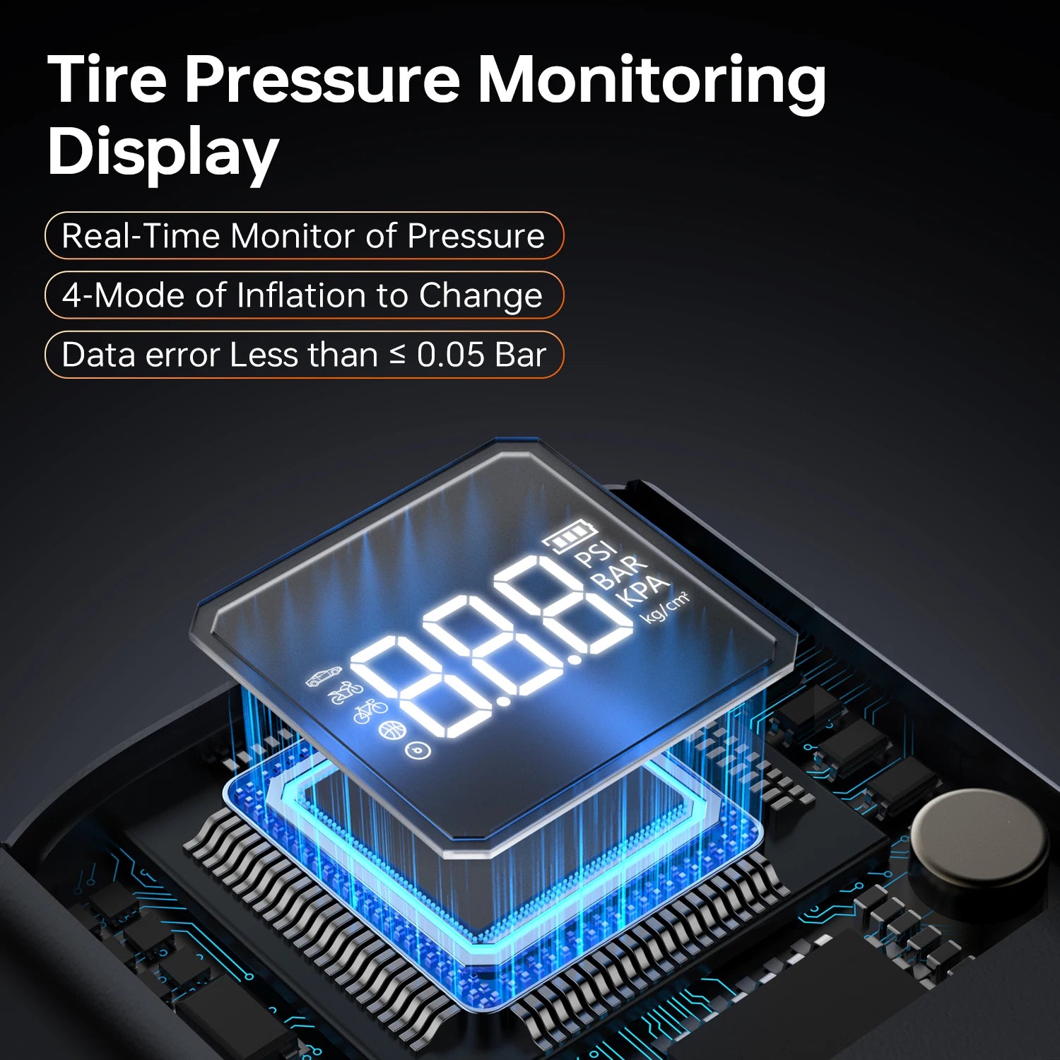 Portable 4 in 1 Jump Starter with Air Compressor Car Battery Booster 150PSI Tire Inflator with Light
