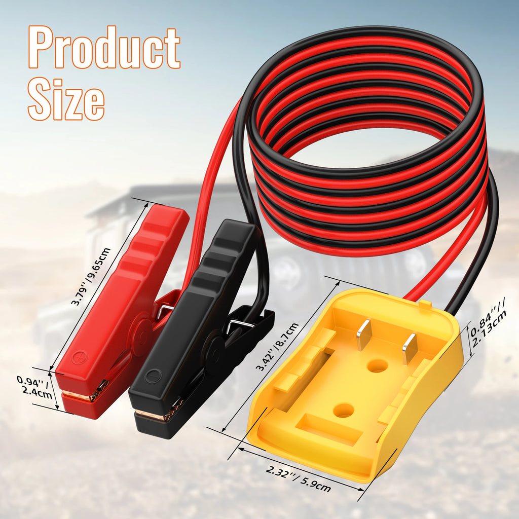 Battery Converter 20V Power-Wheel Battery Adapter with 6FT Jumper Cable 100A Alligator Clips Car Battery Charger Jump Starter