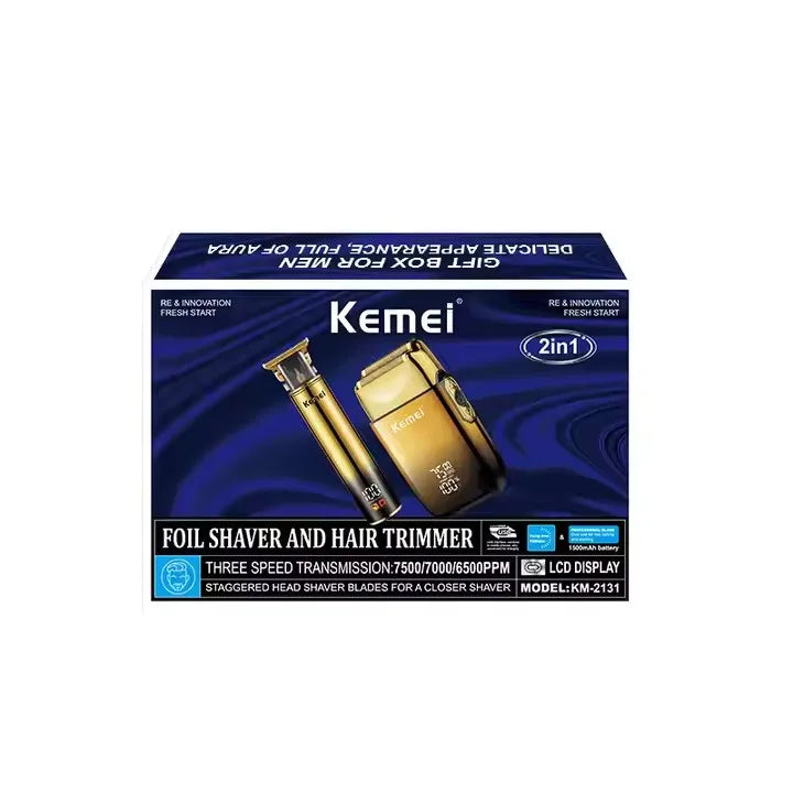Kemei KM-2131Men's Foil Shaver 2 in 1 Electric Razor Barber Haircut Kit Beard Electric ShaverMachine Hair Trimmers Clipper Set