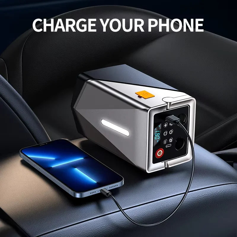 2024 Six in 1 Car Motor Bike Ball Tire Inflator Portable Air Compressor Car Jumper With Automatic Tire Inflators