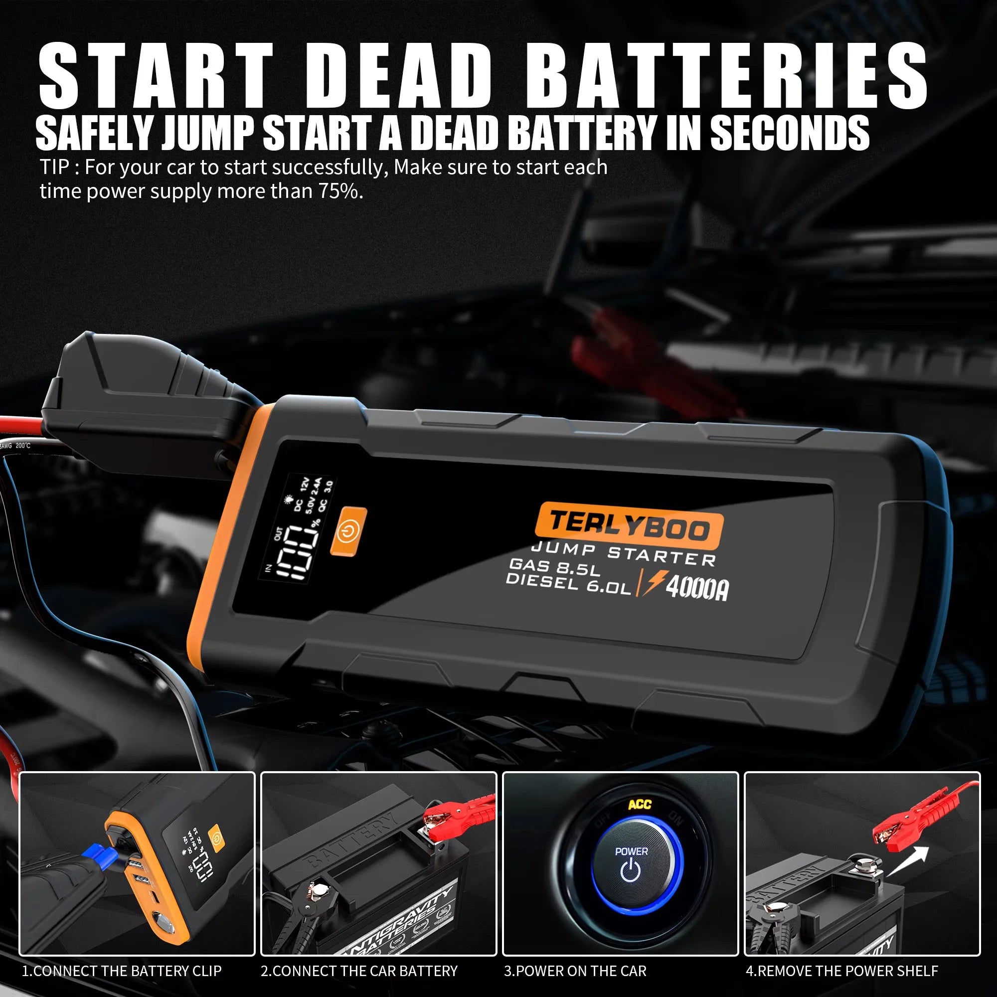 24000mAh Car Kit JUMP STARTER POWER BANK Jump Starter Device BOOSTER Jumpers Battery Jump Starter Portable Car Battery Charger