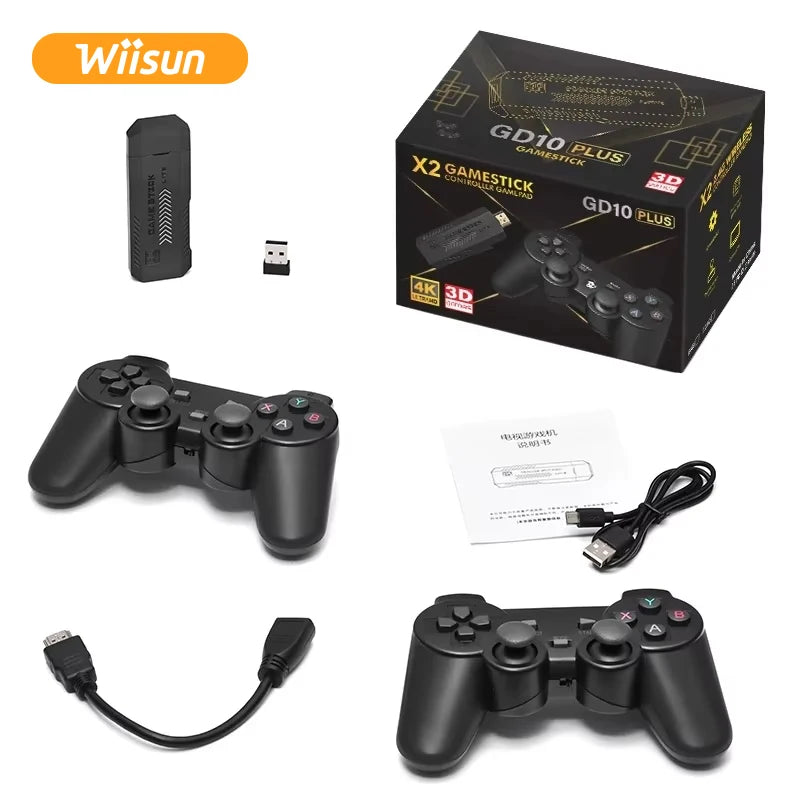X2 GD10 Plus 4K Game Stick 3D HD30000+  Retro Games Video Game Consoles Wireless Controller 40+ Emulator for PS1/N64 Wiisun