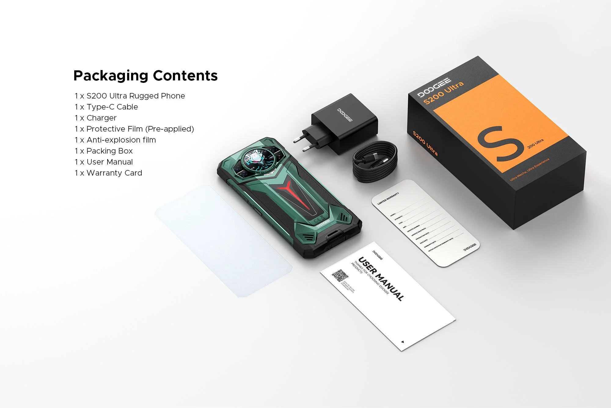 DOOGEE S200 Ultra 5G Rugged Smartphone 12GB+1TB 11000mAh Android 15 Global Unlocked 120Hz FHD IP69K NFC Doogee Phone