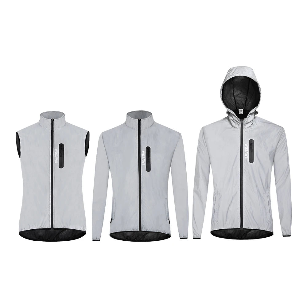 WOSAWE Men High Visibility Jacket Motorcycle Riding Reflective Jacket Windproof Cycling Jacket Windbreaker Vest
