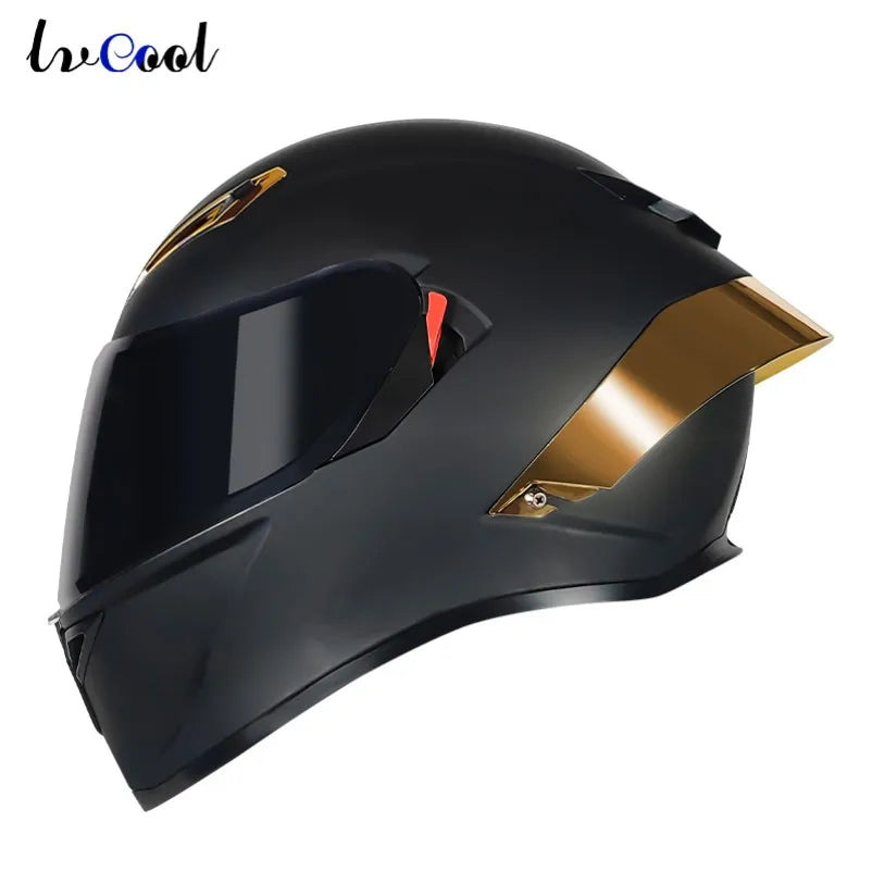 LVCOOL Brand New Vintage Helmets Great Price Motorcycle Electric Vehicle Dual Visor ABS+EPS Full Face Safety Quick Release DOT